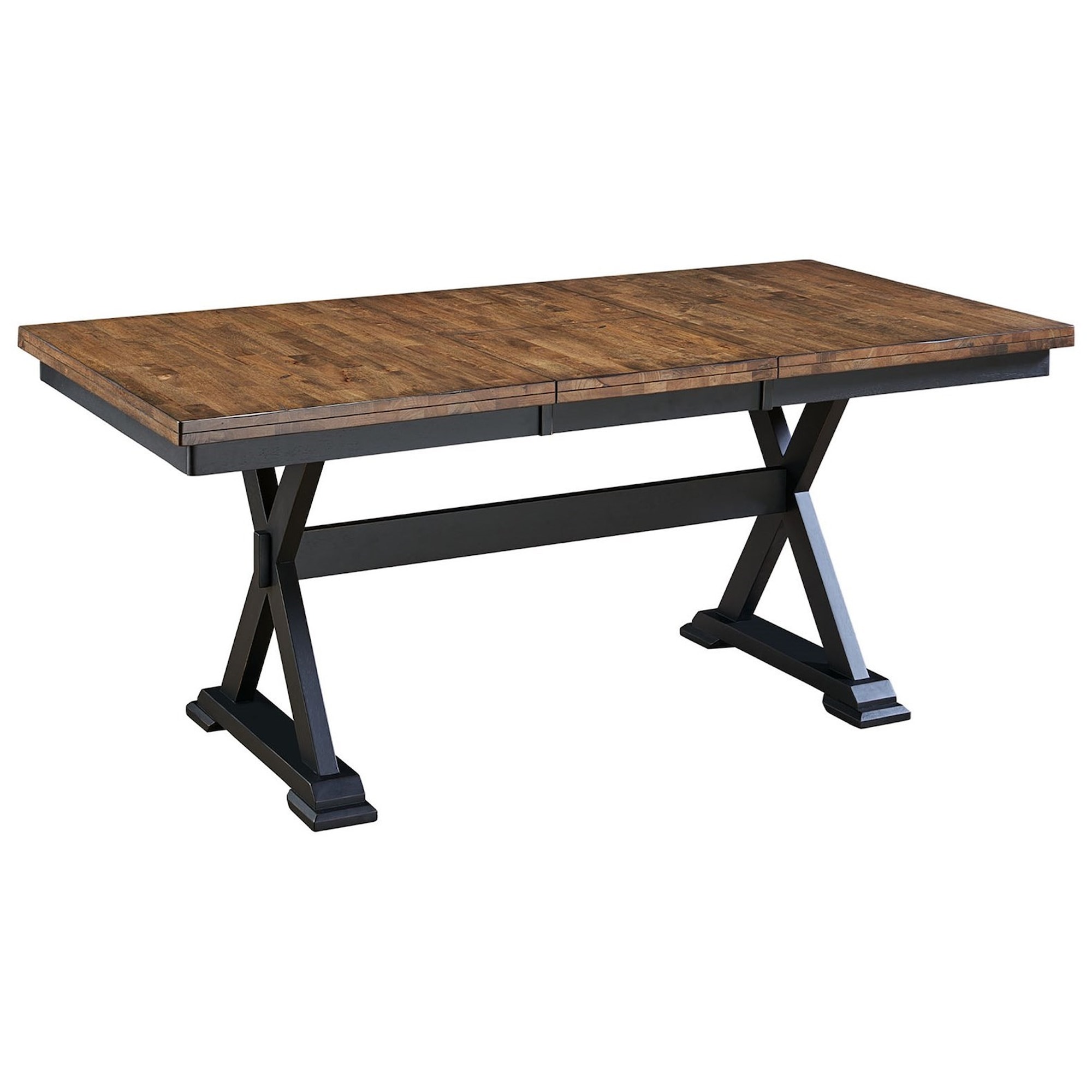AAmerica AA634 Rustic Solid Wood Trestle Table with 18" Self Storing